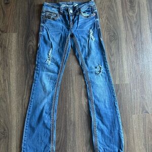 Seven7 Distressed Boot Cut Jeans